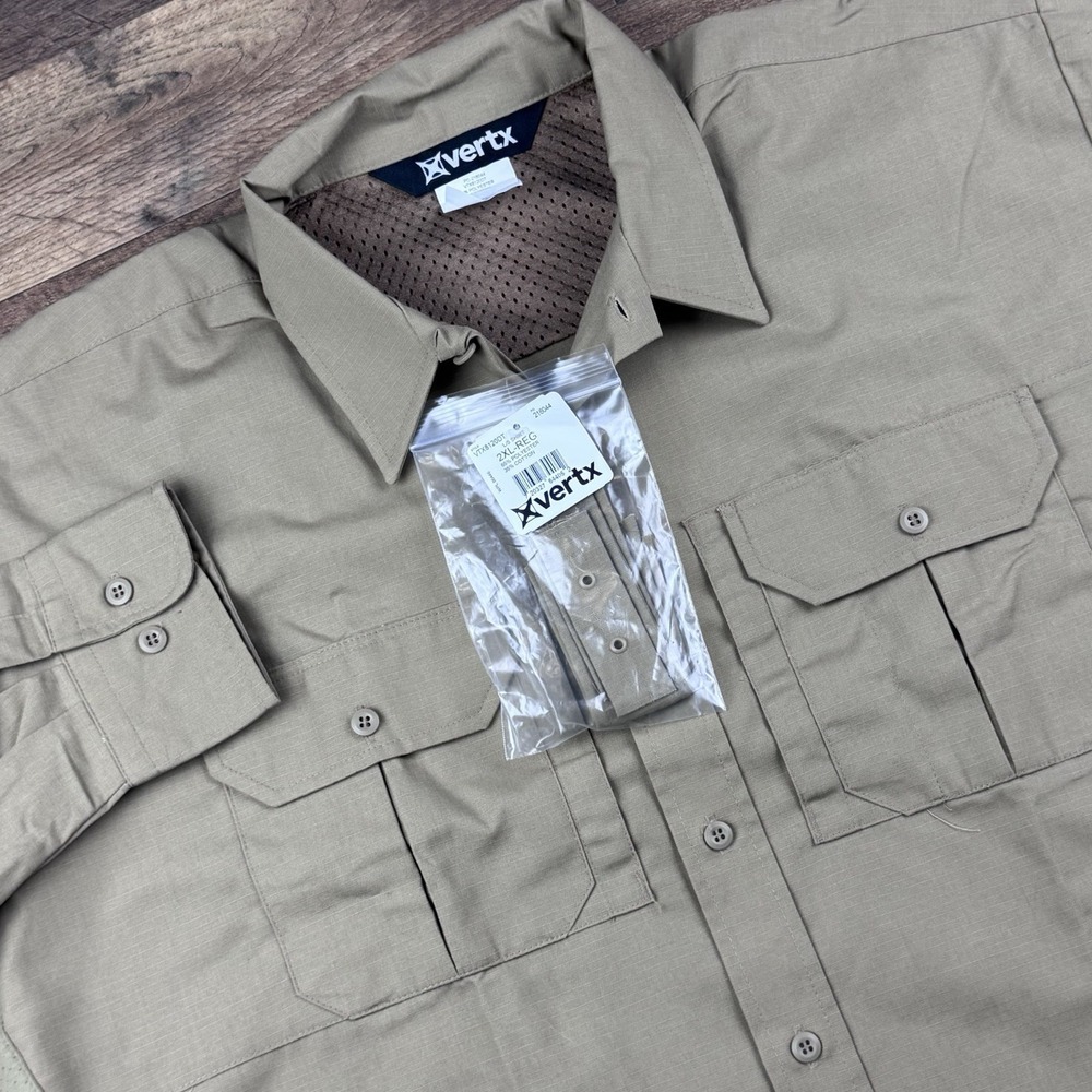 NEW VERTX MENS PHANTOM LONG SLEEVE SHIRT VTX8120 DESERT TAN 2XL‎ Ripstop